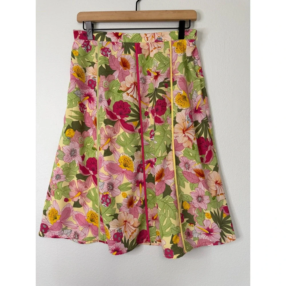 Vintage 90's Requirements - Tropical Floral Skirt Knee to Midi Length Vacation
